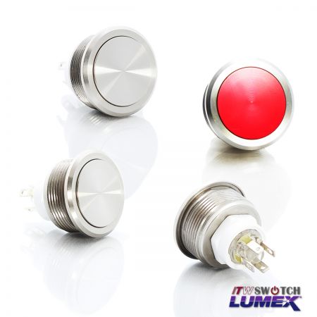 Interruptores de botón pulsador de acción rápida de 22 mm, 5 A/28 V CC - Interruptores pulsadores impermeables de alta corriente de 22 mm